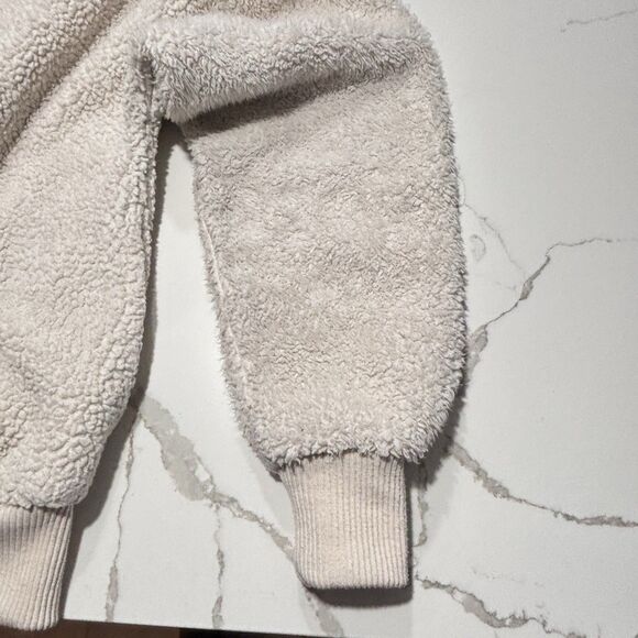 Forever 21 Women's Large Cream White Sherpa Hooded Jacket Pockets Full Zip SZ S - Picture 16 of 16